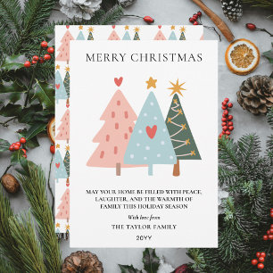 Zachte Pastel Scandi-stijl Kerstbomen Feestdagenkaart