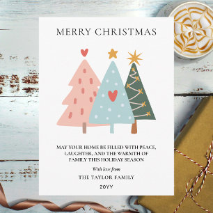 Zachte Pastel Scandi-stijl Kerstbomen Feestdagenkaart