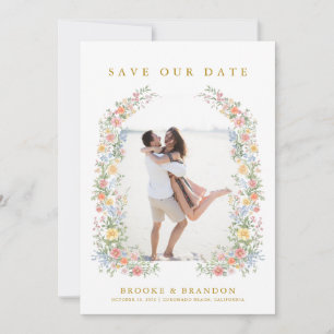 Zachte Pastel Sierlijke Lente Gouden Trouwfoto Save The Date