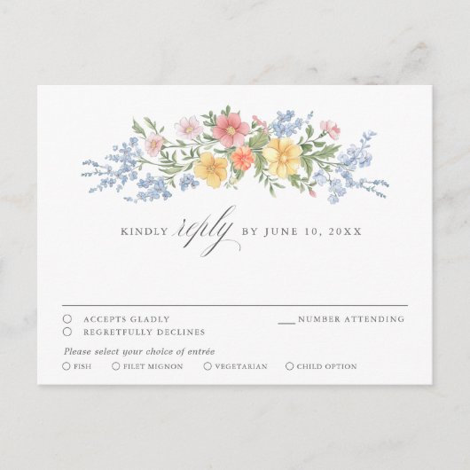 Zachte Pastel Sierlijke Lente Tuin Bloemige chic R Briefkaart (Voorkant)