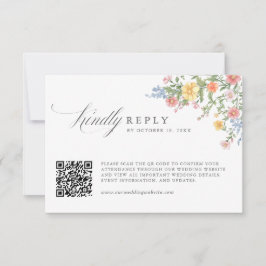 Zachte Pastel Sierlijke Lente Tuin Bruiloft QR Cod RSVP Kaartje