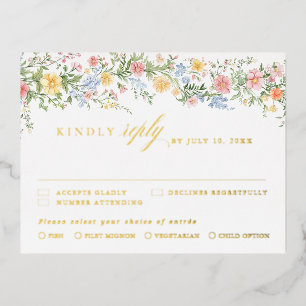 Zachte Pastel Sierlijke Lente Tuin Trouw RSVP kaar Folie Uitnodiging Briefkaart