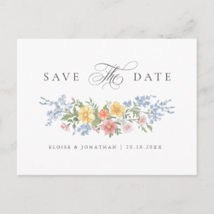 Zachte Pastel Sierlijke Lentetuin Save the Date Briefkaart