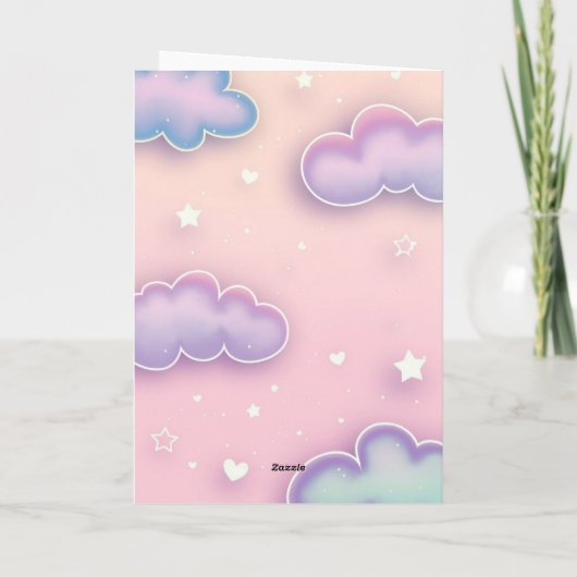 Zachte pastel speelse achtergrond kaart (Achterkant)
