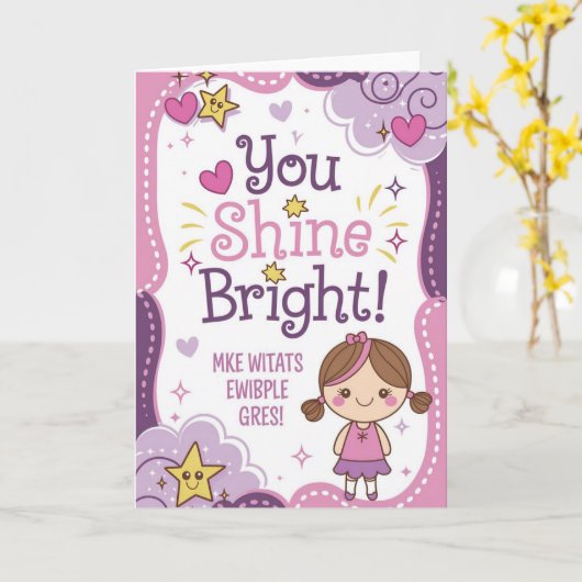 Zachte pastel speelse achtergrond kaart (Gele Bloem)