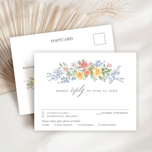 Zachte pastel  Spring Garden Floral chic RSVP Briefkaart
