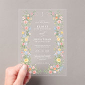 Zachte Pastel  Spring Garden Floral Wedding Acryl Uitnodigingen (Insitu (Draagbaar))