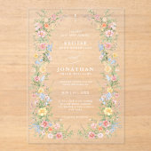 Zachte Pastel  Spring Garden Floral Wedding Acryl Uitnodigingen (Voorkant)