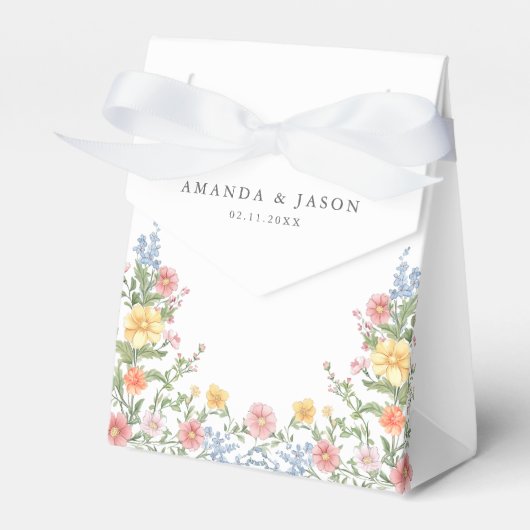 Zachte Pastel Spring Garden Floral Wedding Bedankdoosjes (Voorkant Zijde)