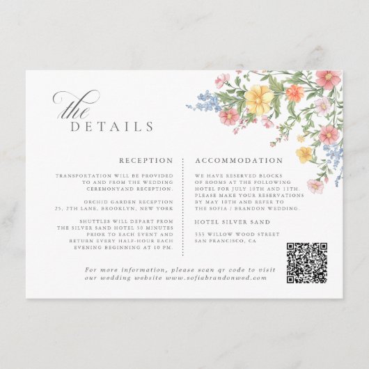 Zachte Pastel  Spring Garden Floral Wedding Informatiekaartje (Voorkant)
