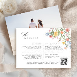 Zachte Pastel Spring Garden Floral Wedding Informatiekaartje
