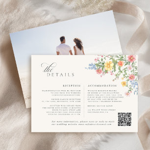 Zachte Pastel Spring Garden Floral Wedding Informatiekaartje
