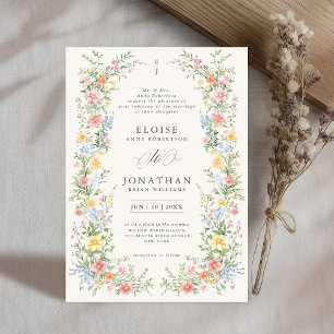 Zachte Pastel  Spring Garden Floral Wedding Kaart