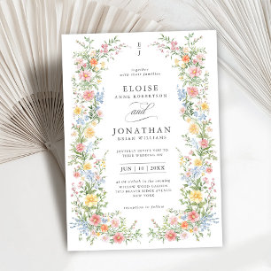 Zachte Pastel  Spring Garden Floral Wedding Kaart