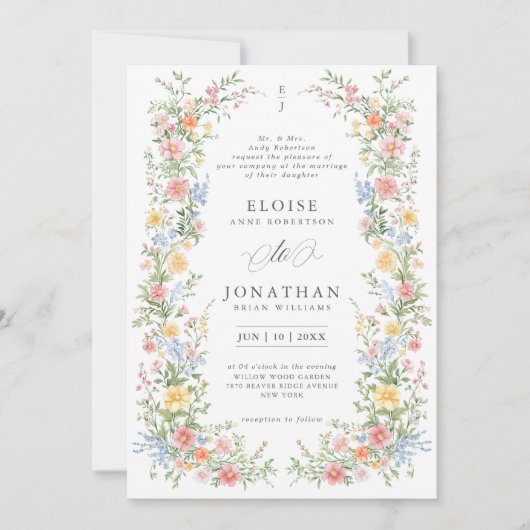 Zachte Pastel  Spring Garden Floral Wedding Kaart (Voorkant)
