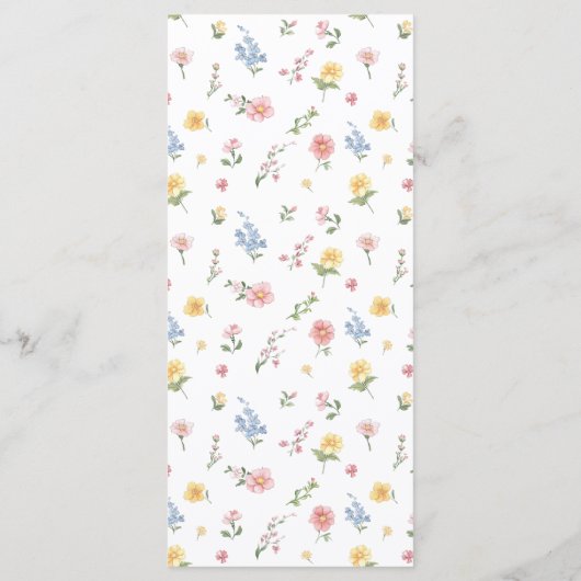 Zachte Pastel  Spring Garden Floral Wedding Menu (Achterkant)