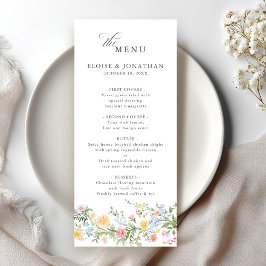 Zachte Pastel Spring Garden Floral Wedding Menu
