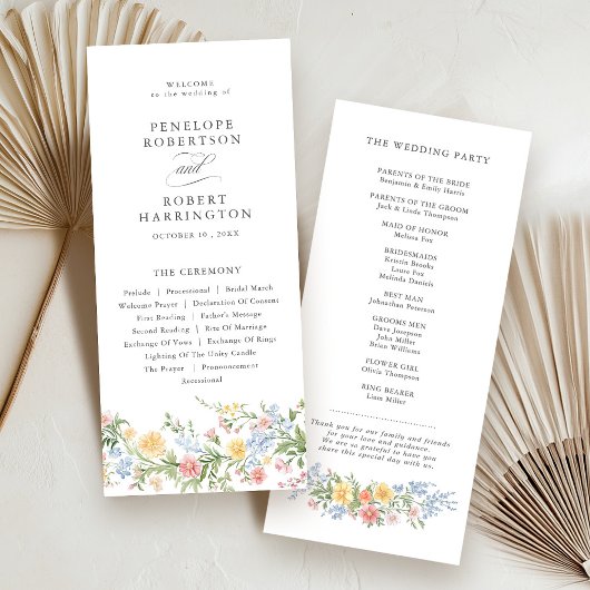 Zachte Pastel  Spring Garden Floral Wedding Programmakaart