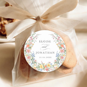 Zachte Pastel  Spring Garden Floral Wedding Ronde Sticker
