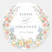 Zachte Pastel  Spring Garden Floral Wedding Ronde Sticker (Voorkant)
