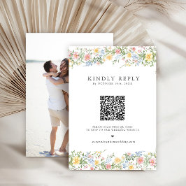 Zachte Pastel Spring Garden Floral Wedding RSVP Kaartje