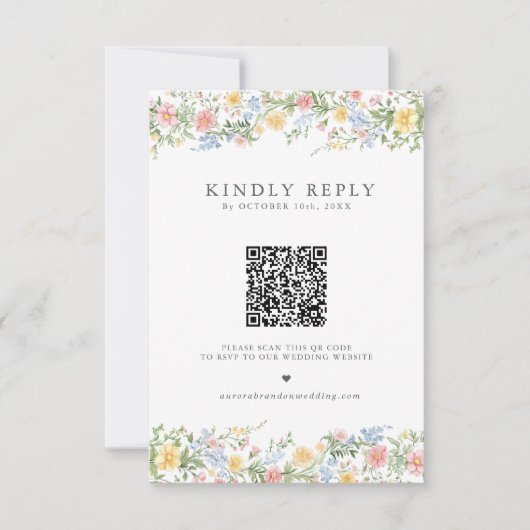 Zachte Pastel  Spring Garden Floral Wedding RSVP Kaartje (Voorkant)