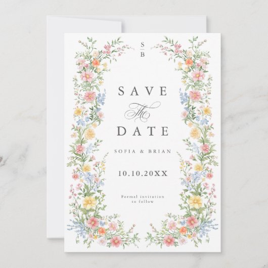 Zachte Pastel  Spring Garden Floral Wedding Save The Date (Voorkant)