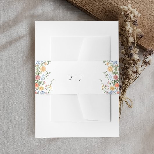 Zachte Pastel  Spring Garden Floral Wedding Uitnodigingen Wikkel