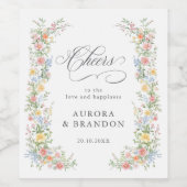 Zachte Pastel  Spring Garden Floral Wedding Wijn Etiket (Enkel label)