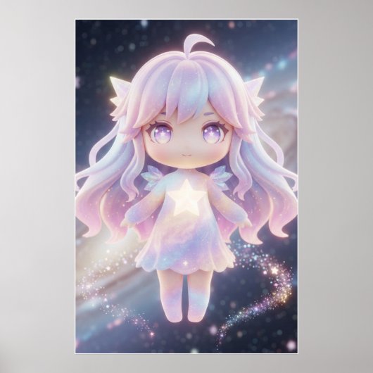 Zachte Pastel Ster Fee Kunst Poster (Voorkant)