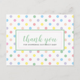 Zachte Pastel Stippen Baby Shower Dankjewel Briefkaart