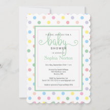 Zachte Pastel Stippen Baby Shower Uitnodiging