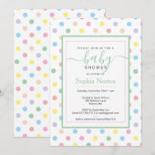 Zachte Pastel Stippen Baby Shower Uitnodiging (Voorkant / Achterkant)