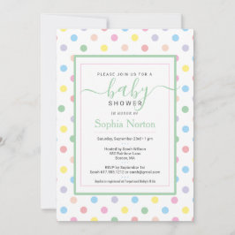 Zachte Pastel Stippen Baby Shower Uitnodiging