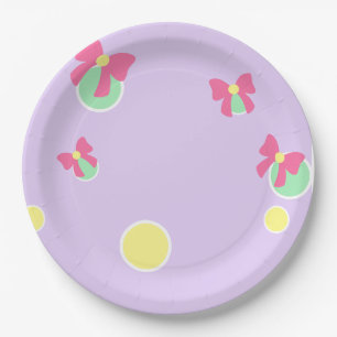 zachte pastel stippen en strikken papieren bordje