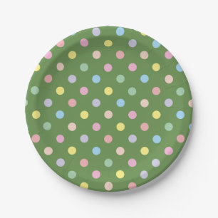 Zachte Pastel Stippen Groen Papieren Bordje