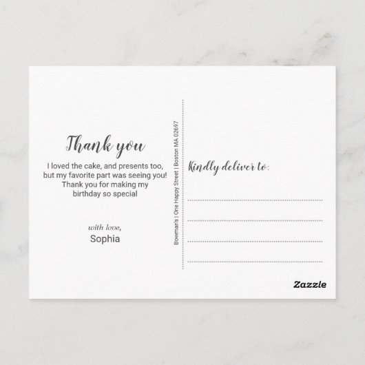 Zachte Pastel Stippen Verjaardagsfeest Dank Je Briefkaart (Achterkant)