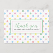 Zachte Pastel Stippen Verjaardagsfeest Dank Je Briefkaart (Voorkant)