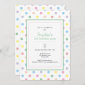 Zachte Pastel Stippen Verjaardagsfeest Uitnodiging (Voorkant / Achterkant)