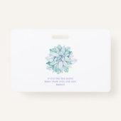 Zachte pastel Succulant Yogie Silhouette Name Badg Badge (Achterkant)