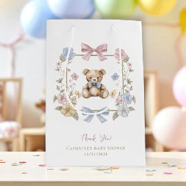Zachte Pastel Teddybeer Baby Shower Bedanktas Medium Cadeauzakje