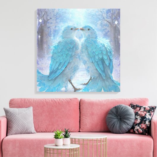 *~* Zachte Pastel Tortelduifjes AP54 Kunst Winter Canvas Afdruk (Insitu (Woonkamer))