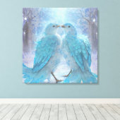 *~* Zachte Pastel Tortelduifjes AP54 Kunst Winter Canvas Afdruk (Insitu (Houten vloer))