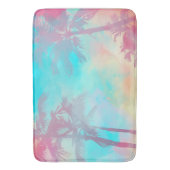 Zachte Pastel Tropische Palmbomen Teal Roze Kust Badmat (Voorkant Verticaal)