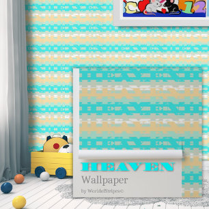 Zachte Pastel Turquoise Beige Modern Hemel Patroon Behang