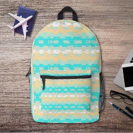 Zachte Pastel Turquoise BeigeHeaven Patroon Overal Bedrukte Rugzak