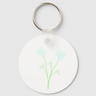 Zachte Pastel Tweeling Madelief Bloem Botanisch Ca Sleutelhanger