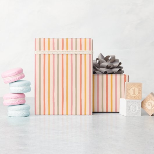 Zachte Pastel Verticale Strepen Elegante Cadeau Cadeaupapier (Baby Shower)