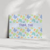 Zachte pastel vlinder fladders gepersonaliseerd bedankkaart