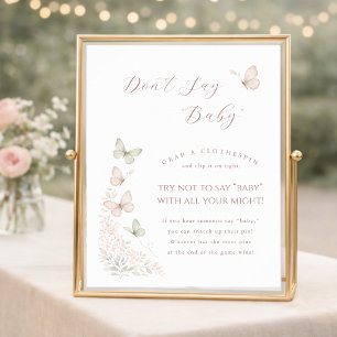 Zachte Pastel Vlinder Wensen Zeg geen Baby Poster